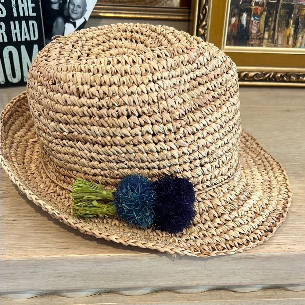 Hat Attack Straw Hat with Pom Poms